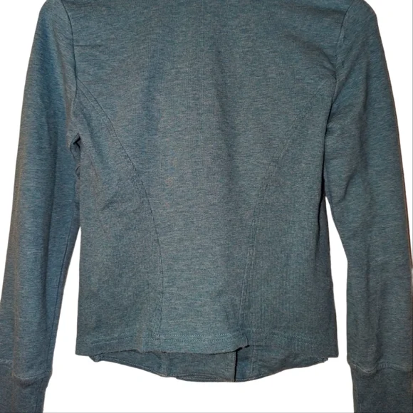 H By Halston French Terry Moto Flyaway Fitted Ribbed Asymmetrical Jacket 0 - Picture 6 of 8